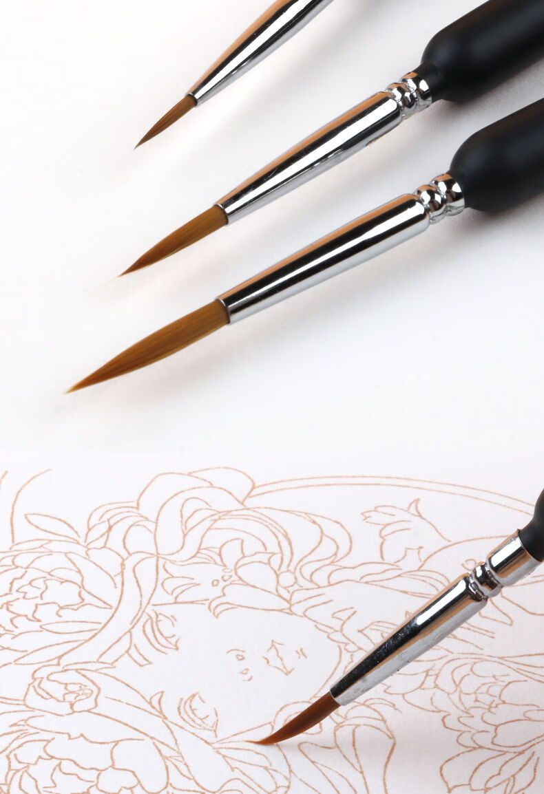 勾线笔勾边笔描线油画水粉水彩国画丙烯颜料画笔套装极细美术专用塑料