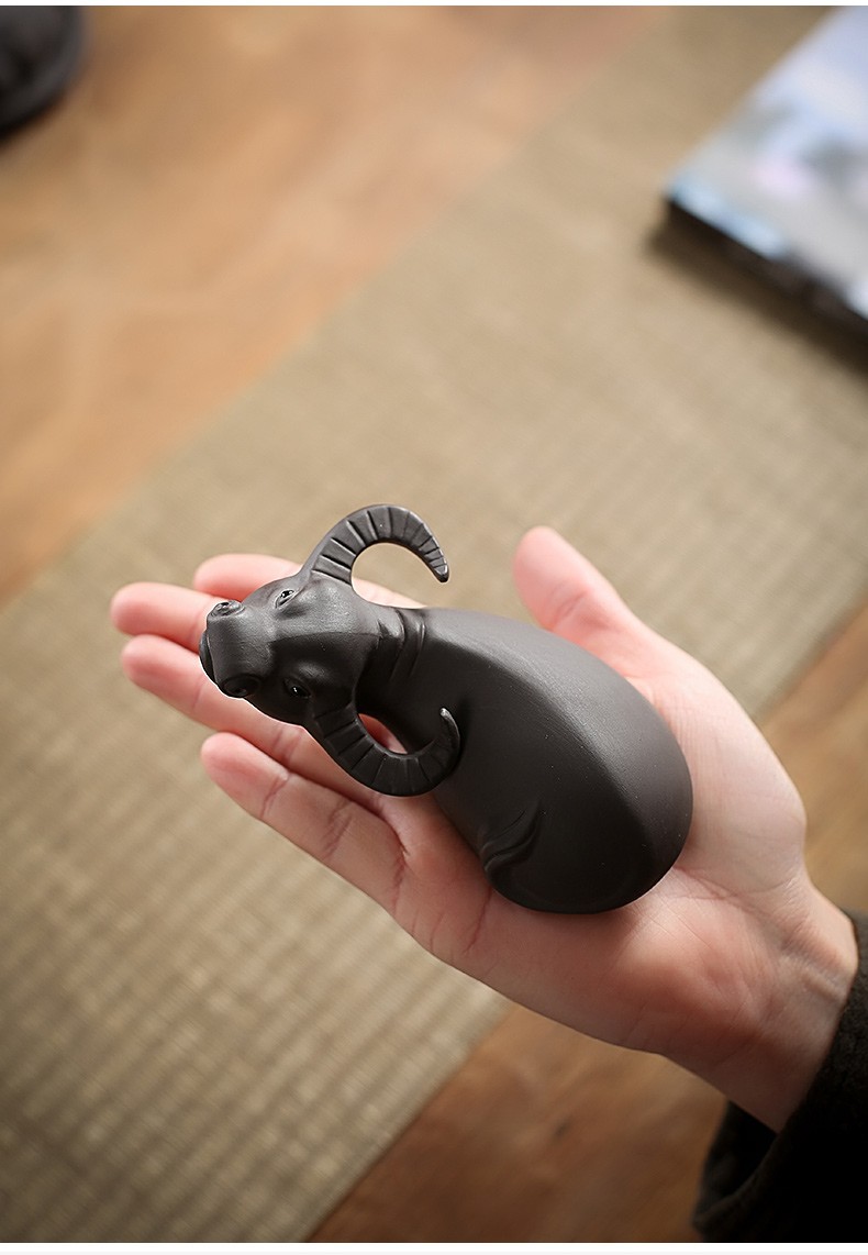 金杞同款紫砂茶宠卧牛摆件茶玩手工精品十二生肖牛可养茶盘茶艺摆件