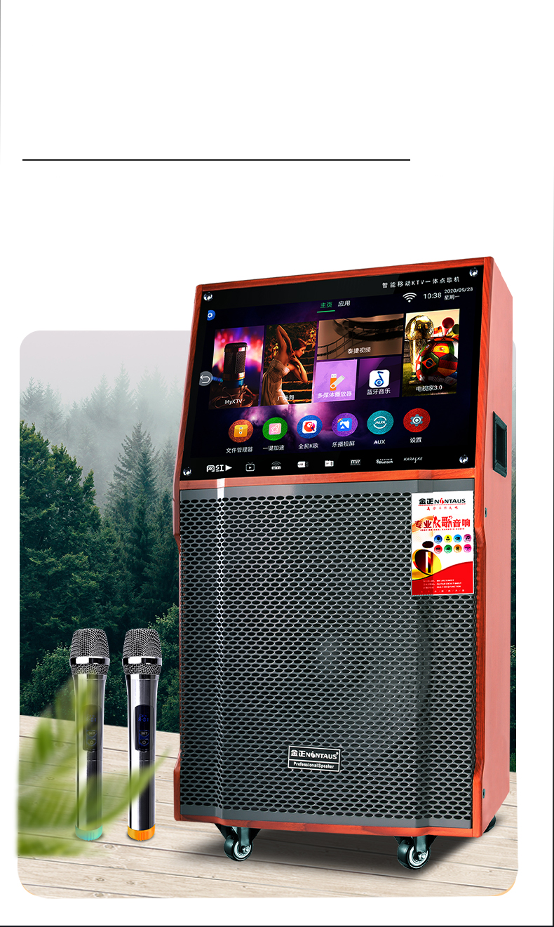 金正nintaush39广场舞音响带显示屏幕超大屏拉杆移动ktv点歌家用视频