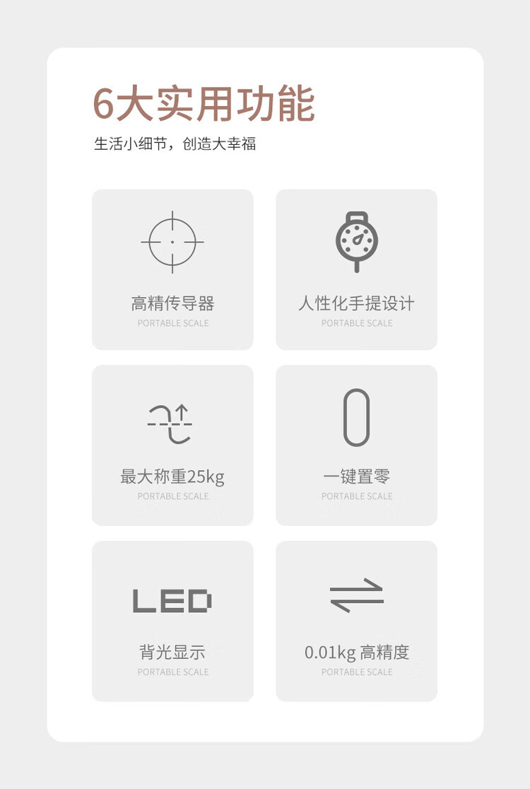 3，精準迷你手提電子秤高精度便攜式小型彈簧秤吊秤家用買菜隨身小秤 玫瑰紅【最大稱可50斤】送電池