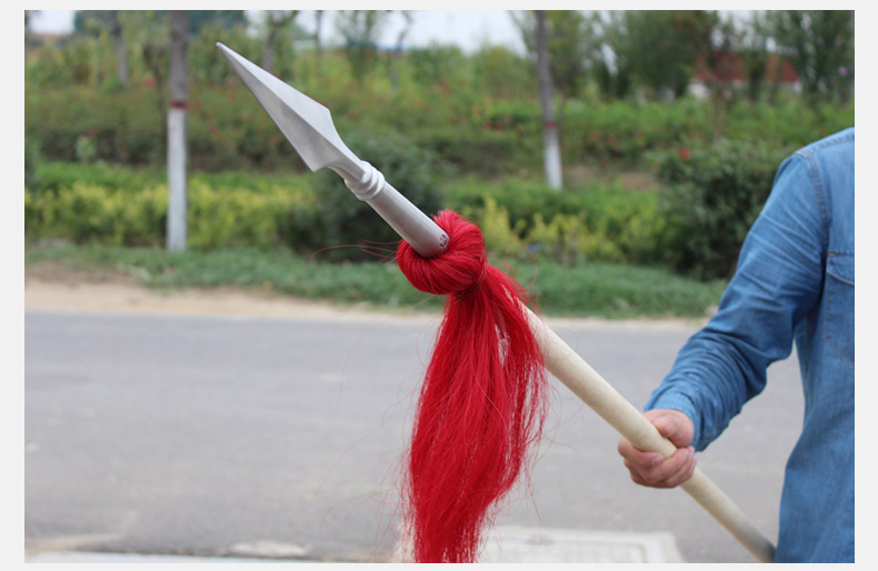 闪电客 白蜡杆红缨枪霸王枪武术枪赵子龙不锈钢枪头长矛未开刃 总长1.