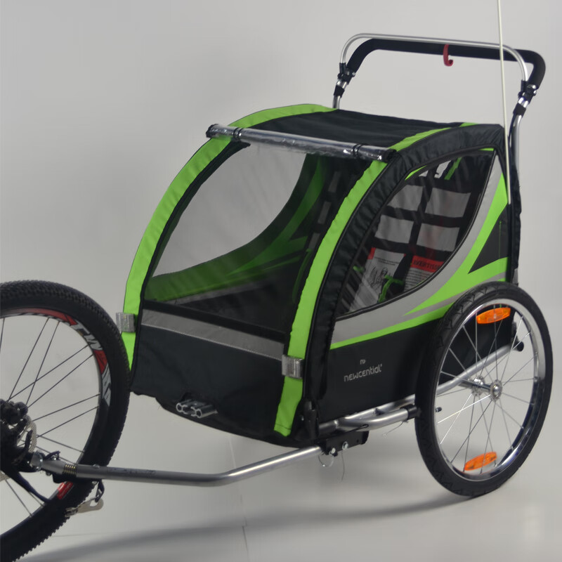 自行车电动车拖车后挂式车儿童推车宝宝双座减震车徒步装备车折叠
