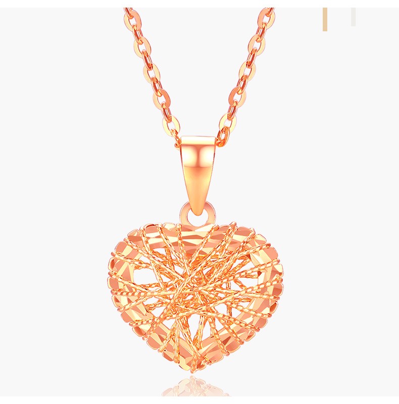 六桂福珠宝心语k金吊坠18k玫瑰金彩金吊坠可配项链锁骨链颈链女电商