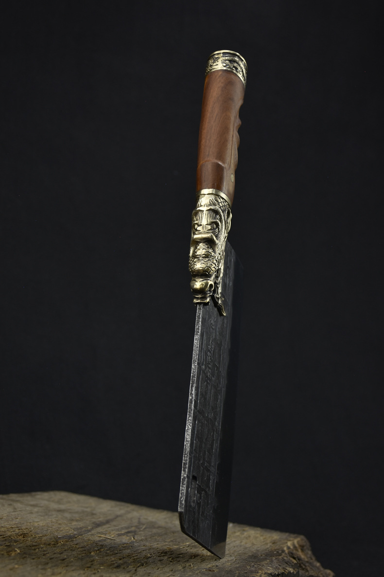 龙泉手工锻打菜刀厨师专用斩切刀家用剁鸡鸭鱼排骨刀锋利切片刀龙吟斩