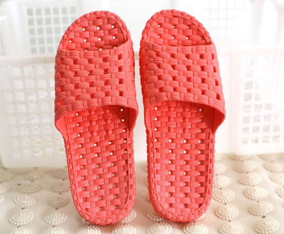 越南橡胶女拖鞋洗澡防滑镂空漏水速干软底洞洞男托鞋品质定制款 深