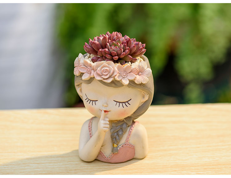 熠文 创意卡通小仙女可爱女孩多肉盆栽桌面小花盆迷你花瓶女神节礼物
