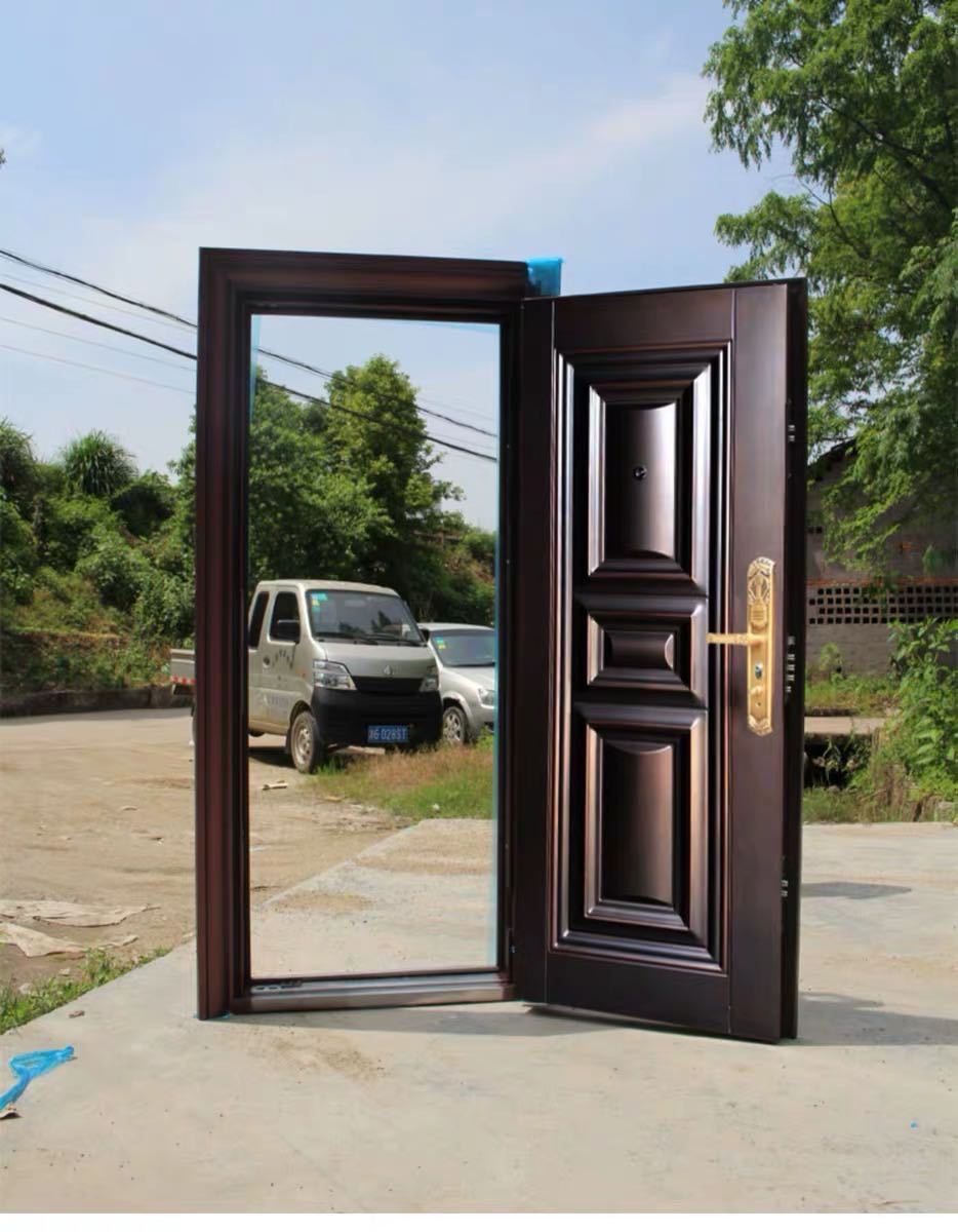 防雨防晒锌合金不生锈仿铜防盗门带气窗进户门子母门大门安全门元宝