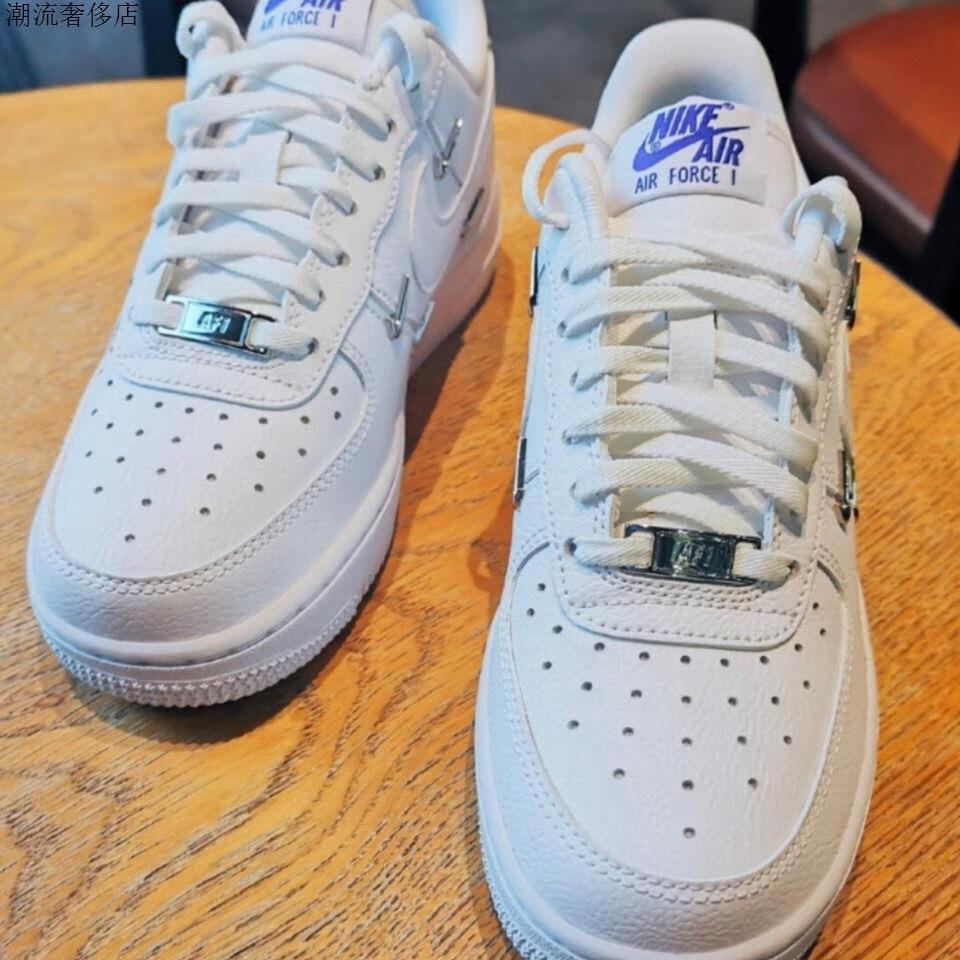 田纯原带气垫af四钩泫雅同款四勾小银钩空军男女休闲板鞋 四钩 白色