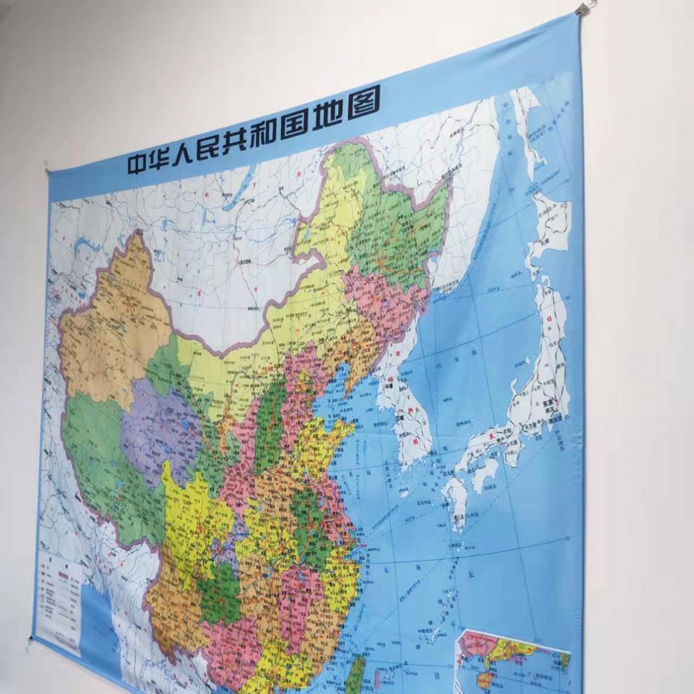 中国地图挂布 高清中国地图世界地图挂毯宿舍墙壁装饰挂布数码印花可