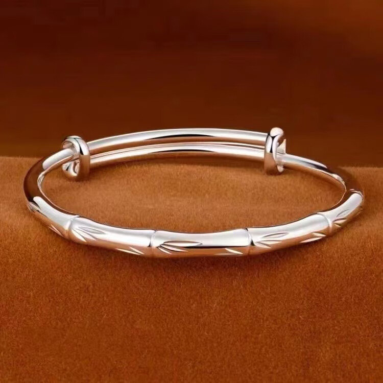 老凤祥和纯银s999满天星银手镯实心足银镯子七夕刻字银饰 满天星25g