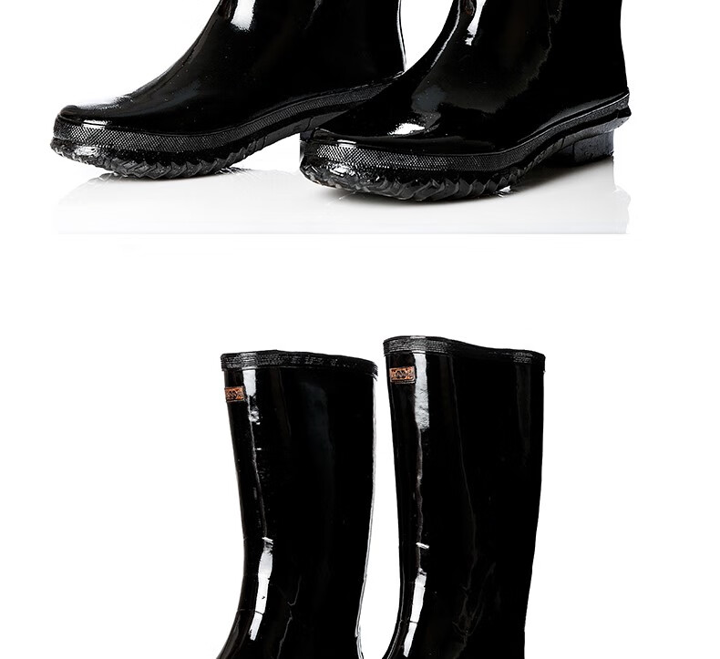 上海牌工地工作男女橡胶雨鞋牛筋底中筒雨靴劳保水鞋防滑雨靴 双钱高