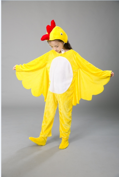 六一小鸟演出服带翅膀小鸡儿童动物服装大公鸡卡通连体衣舞蹈裙民族