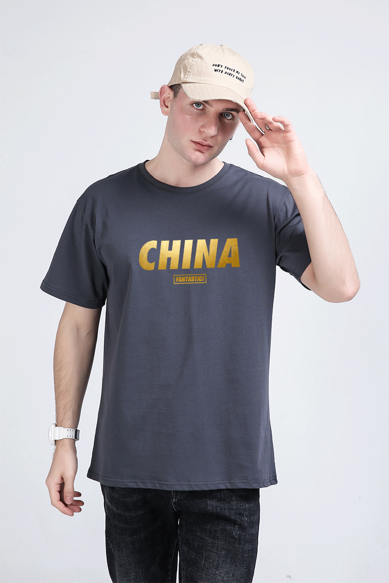 chinat恤男短袖纯棉宽松ins大码情侣学生情侣装男装上衣服黑色xl1701