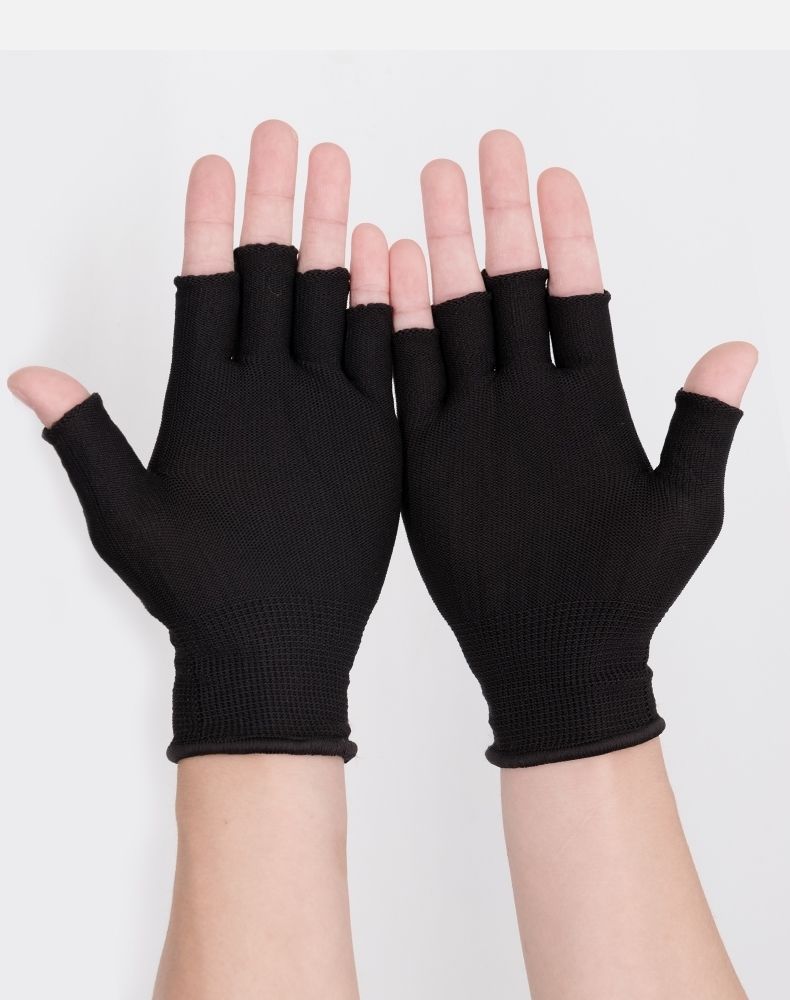 阪铭露手指手套男露指手套尼龙不点胶半指薄款防滑手套男女骑车工作