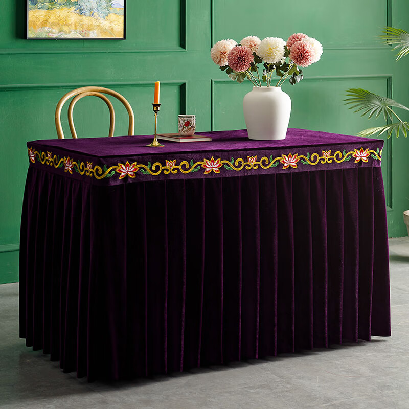 布欧格定制寺庙佛堂金丝绒桌裙供桌桌罩桌裙桌布台布佛台桌套神位供