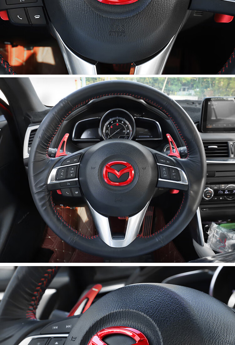 适用于马自达cx5方向盘车标马自达cx-4改装车标阿特兹cx5昂克赛拉碳纤