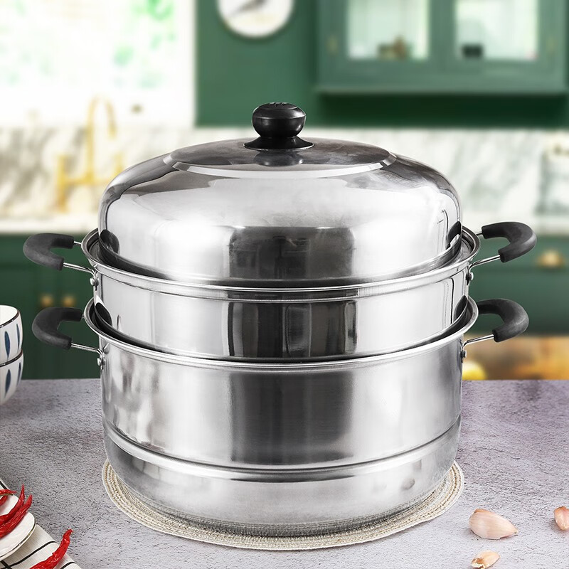 蒸锅家用不锈钢加厚大号蒸饭锅蒸馒头蒸鱼锅具电磁炉燃气灶通用蒸饭锅