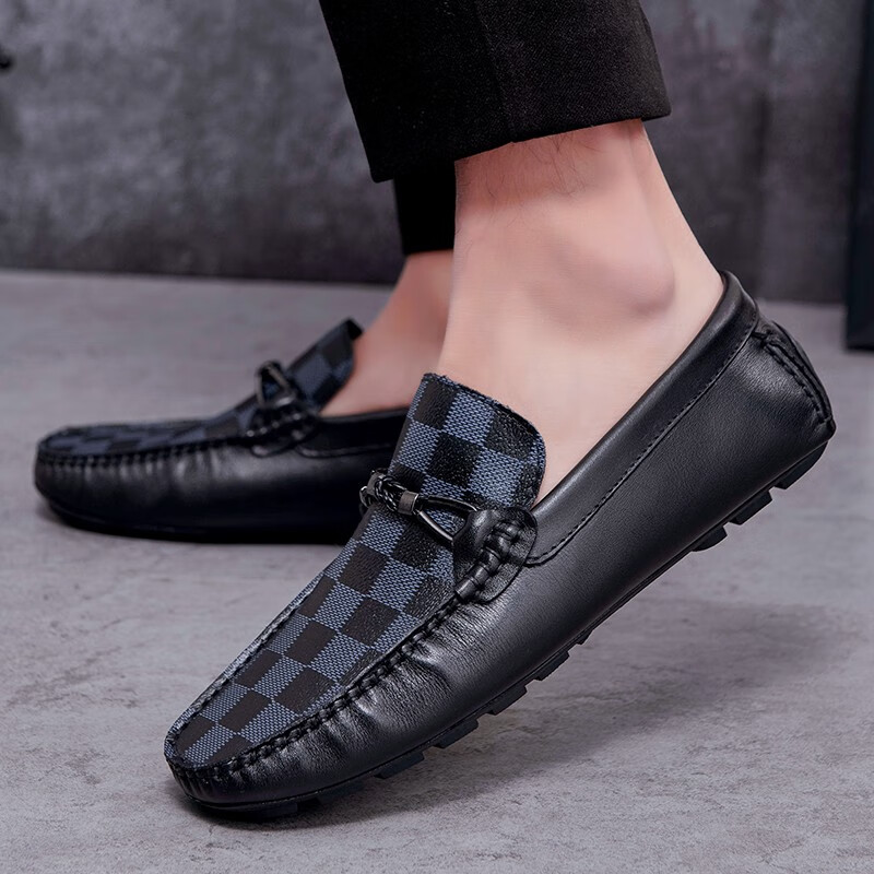 kulv品牌2022豆豆鞋男套脚真皮懒人鞋时尚潮流夏季新款个性英伦休闲