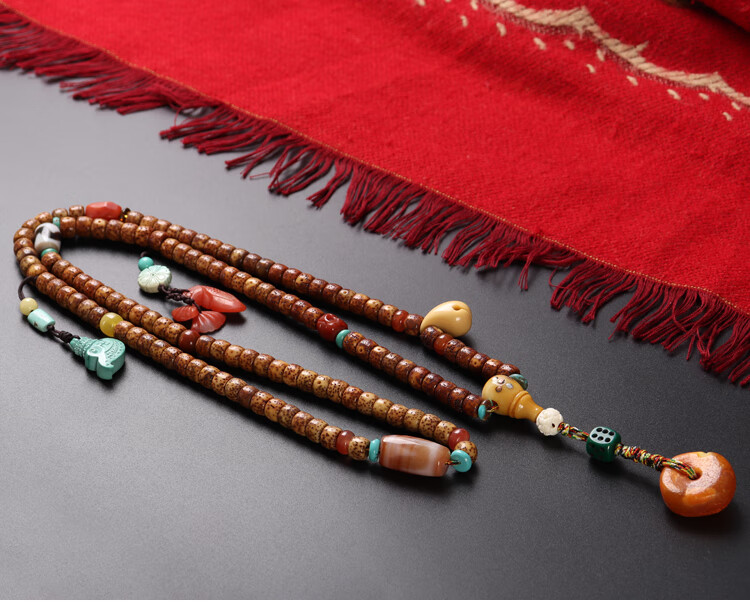 收藏级老星月菩提佛珠手串108颗念珠藏传天珠项链预定其他款式联系