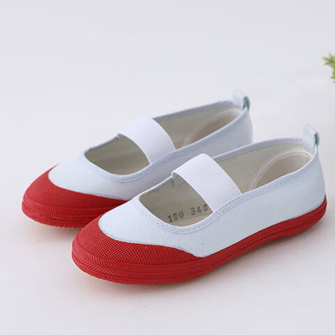 山东红头鞋体操鞋幼儿园小白鞋蓝头帆布鞋表演学生舞蹈鞋 红色(尺码偏