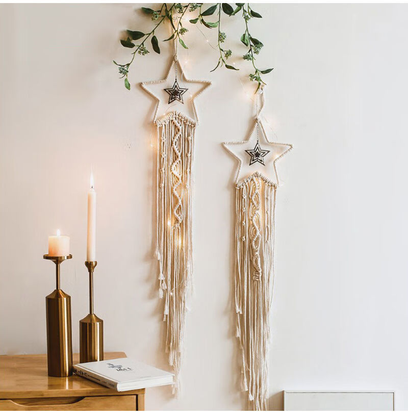 捕梦网手工挂饰棉绳编织挂毯挂件墙面背景拍摄装饰品礼物五角星款1个