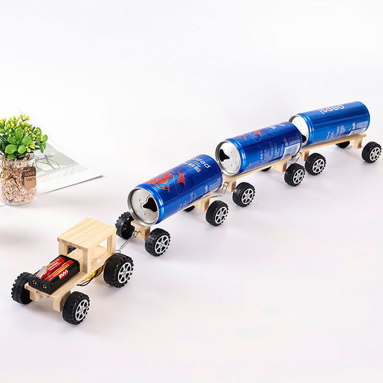 环保火车学生科技小制作发明作业玩具 火车头 1节车厢材料 电池【图片