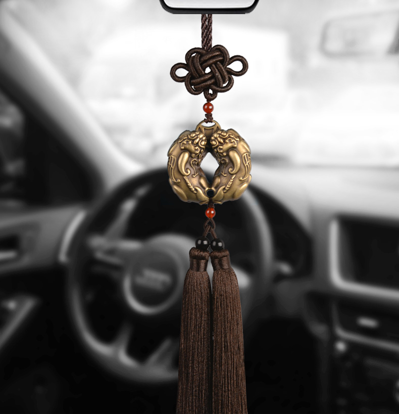 铜貔貅汽车挂件出入平安平安符保挂坠高档大气男车内饰品车挂吊饰 铜