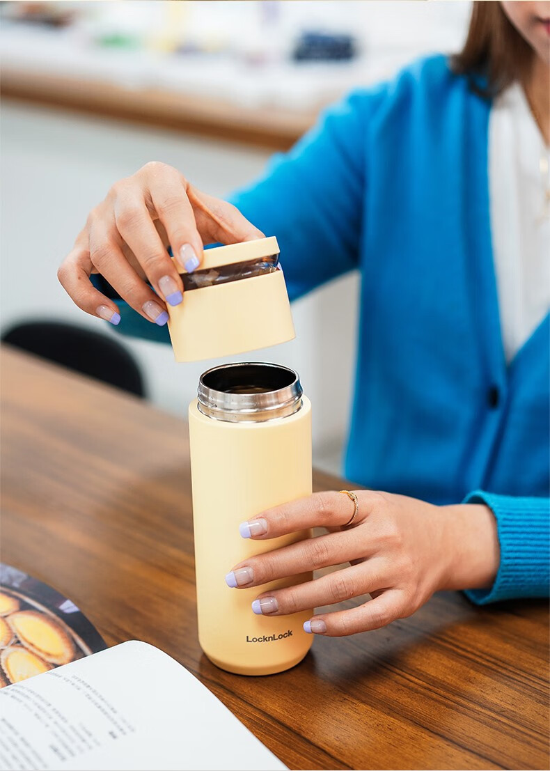 乐扣乐扣(lock&lock) 茶水分离保温杯不锈钢水杯子男女高颜值泡茶杯