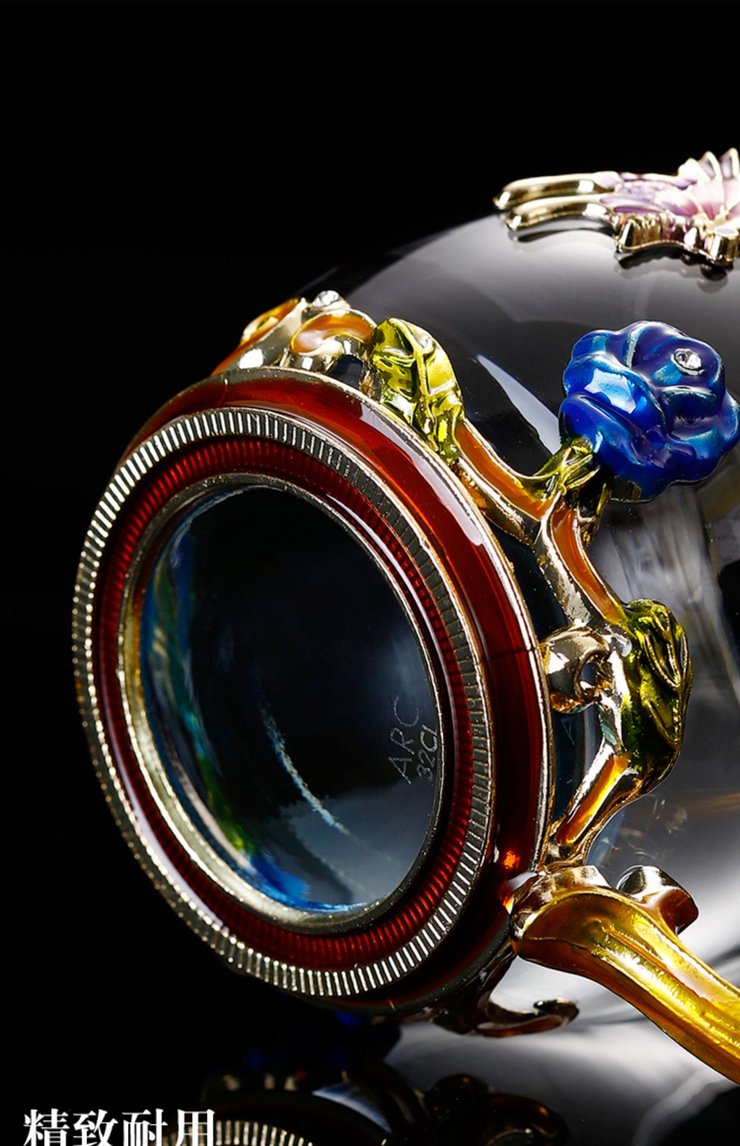 花辰智 创意珐琅彩水杯耐热玻璃杯生日礼物闺蜜情侣ins风花茶杯美女杯