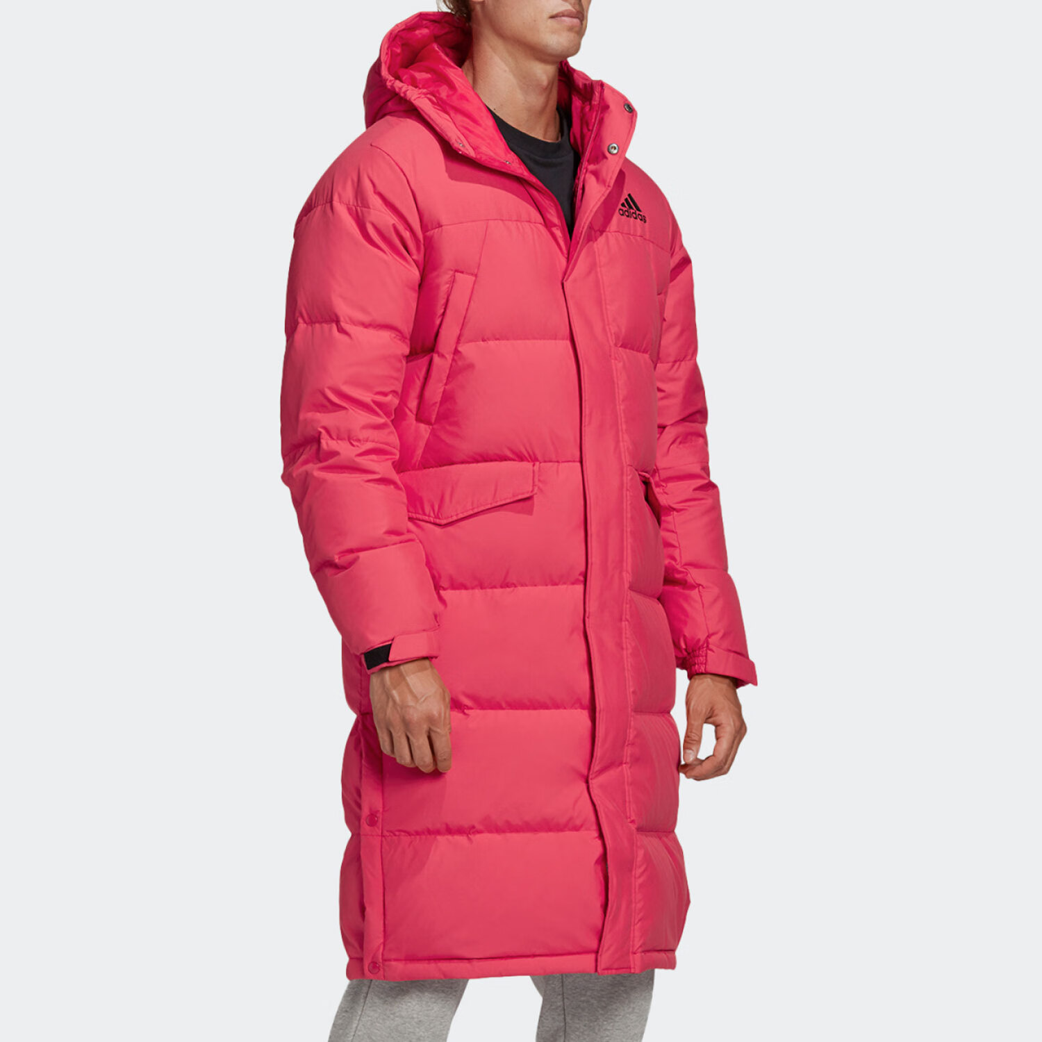 (adidas) 男装 冬季新款户外中长款运动服保暖时尚连帽防风羽绒服外套