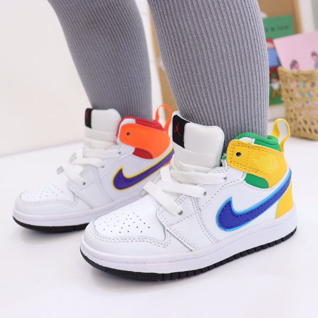 新款童鞋高帮篮球鞋乔1儿童鞋宝宝鞋大童小童aj小孩子北卡蓝汽车充电