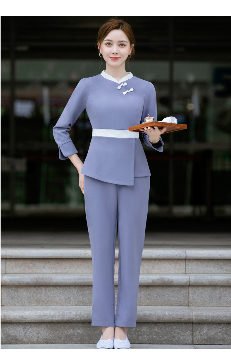 怡情姿2022春秋美容院酒店接待员工作服套装女修身显瘦时尚气质养生馆