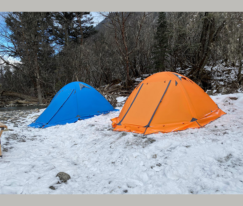 帐篷户外露营四季露营帐蓬徒步高山冬季雪裙冷山双层铝杆野餐郊游露营