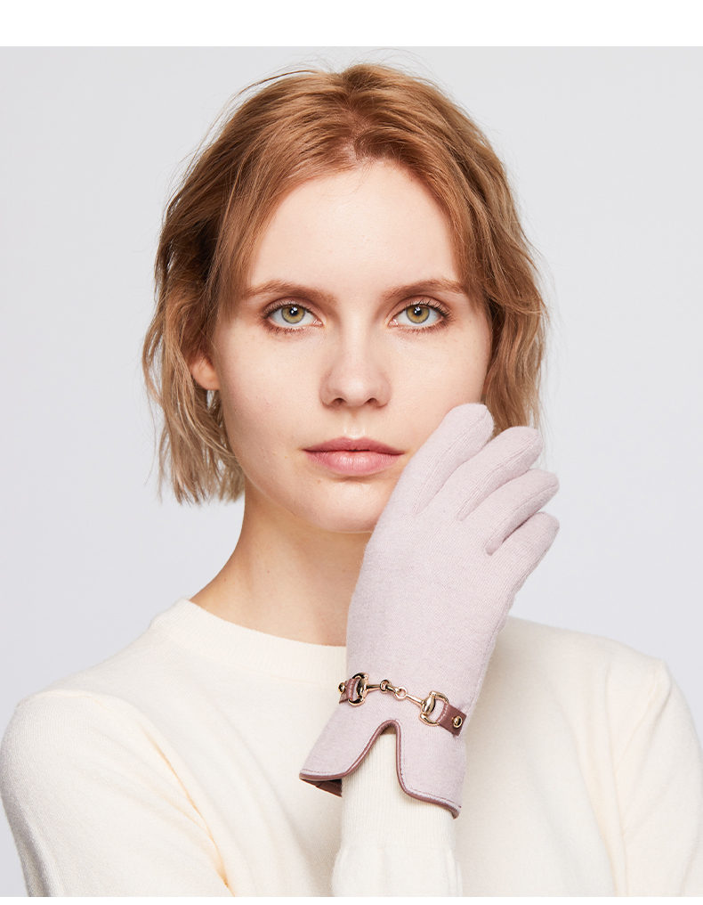 玛丽亚古琦marjakurki纯色羊毛手套女冬季保暖加绒里衬手套礼盒装比翼