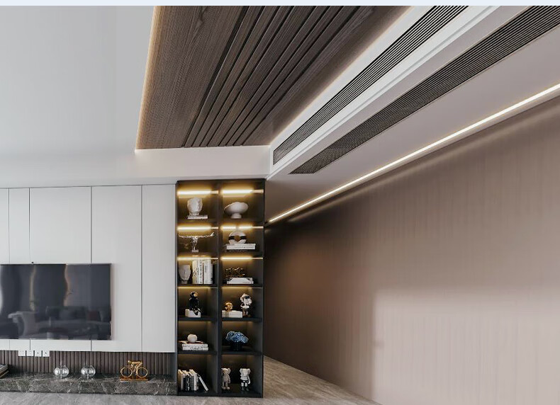 颂余定制中央空调木纹出风口窄边框线型加长百叶格栅花梨木黑胡桃色