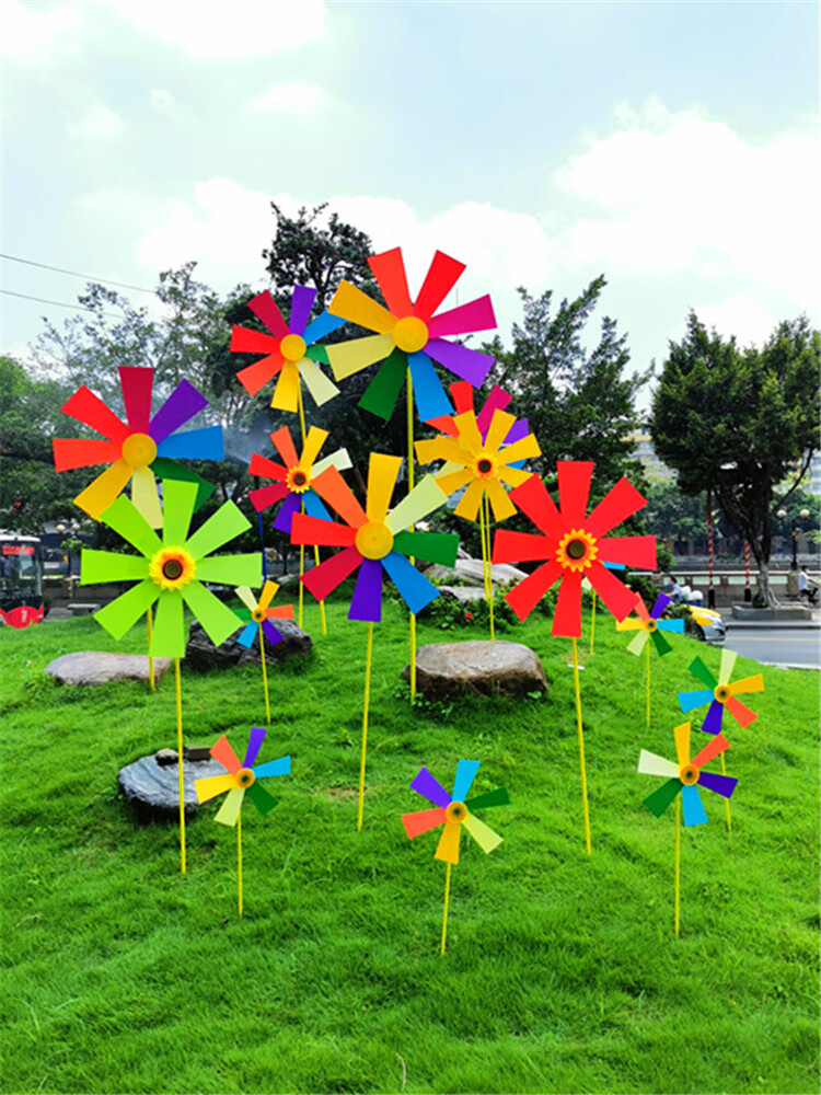 景观广告多彩荷兰风车新楼盘开售大堂摆放高品装饰户外旋转大风车