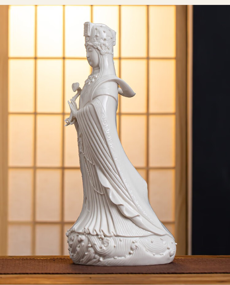轻奢高端德化陶瓷妈祖神像天上圣母天后湄洲岛海神娘娘家用供奉摆件白