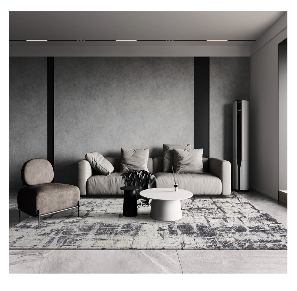 港泰土耳其进口后现代轻奢风灰蓝色地毯客厅简约抽象卧室床边毯整铺