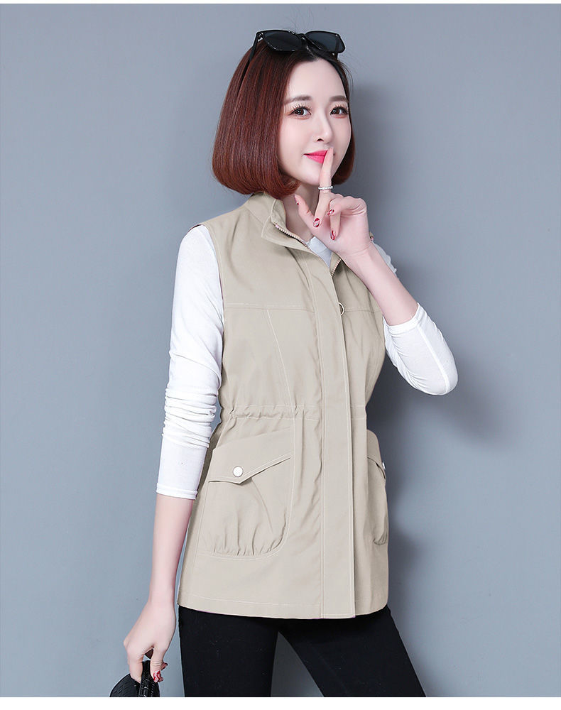 知特zhite夏天穿的无袖薄款马甲女士透气开衫马夹小背心中长款马甲