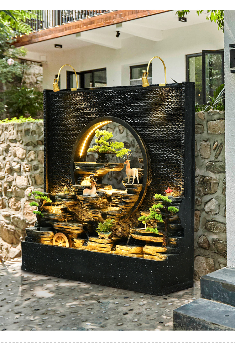 中式风水幕墙假山屏风户外装饰庭院鱼池喷泉隔断造景落地摆件s315大号