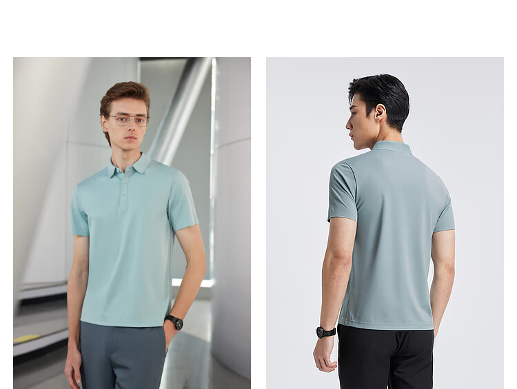 YOUNGOR POLO Men's, Summer Young Men's Business Casual Short-Sleeve High-End Polo Shirt, Gray, S 14