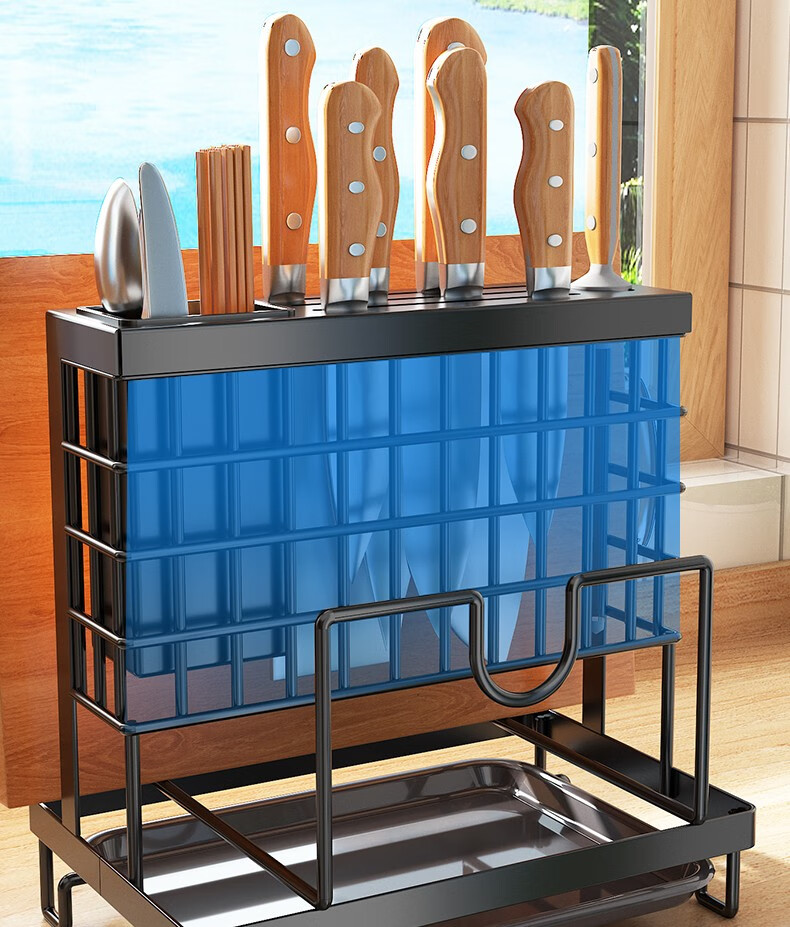 家佰利刀架置物架304不锈钢厨房刀具架菜刀架壁挂免打孔筷子筒放砧板