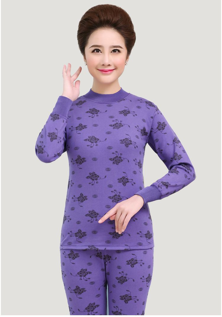 老年人秋衣秋裤套装秋衣秋裤中老年人女妈妈保暖内衣老人中高领大码棉