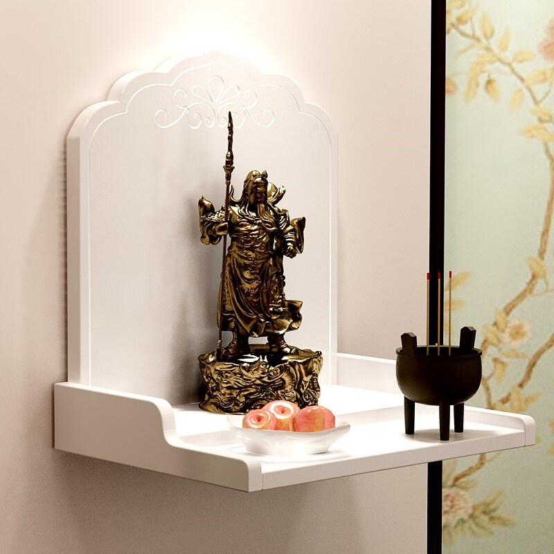 放香炉的架子放观音菩萨架挂墙摆香炉佛像供位迷你简易佛龛架子 白色