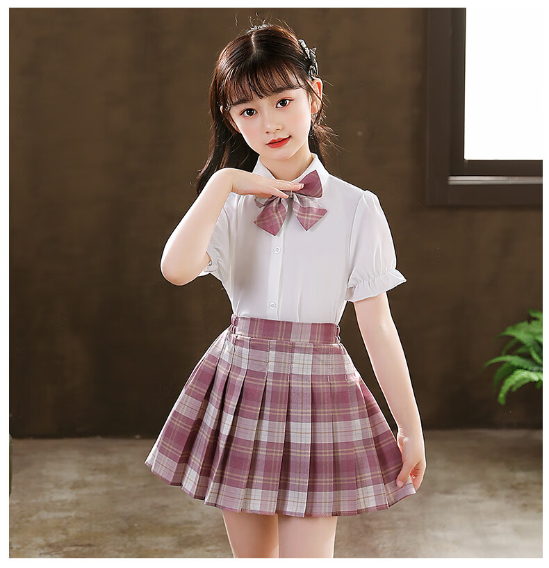 迪士尼品牌童装女童jk套装连衣裙小学生夏装公主裙短袖套裙儿童学院风