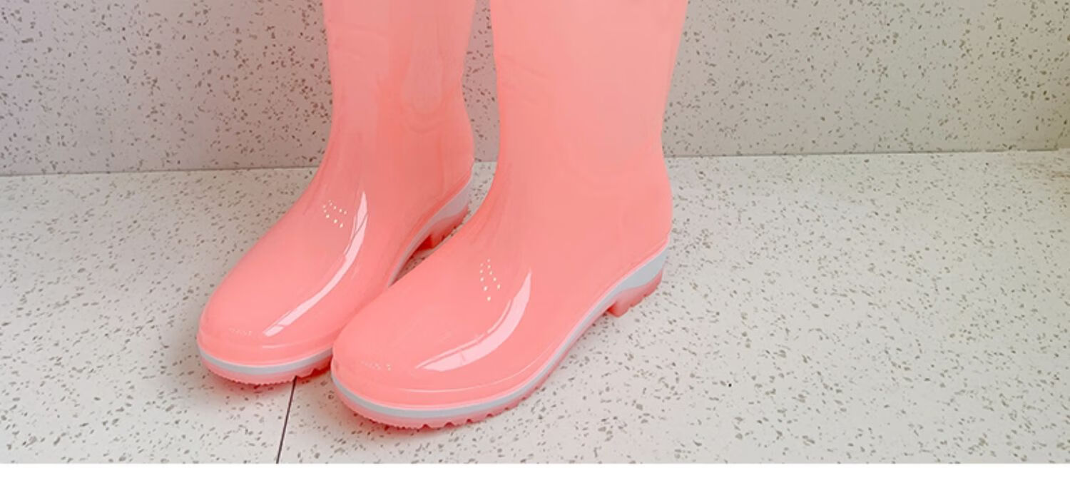 雨靴女高筒透明水鞋女新款可爱长筒雨鞋水桶鞋工作胶鞋若幻蓝色36女款