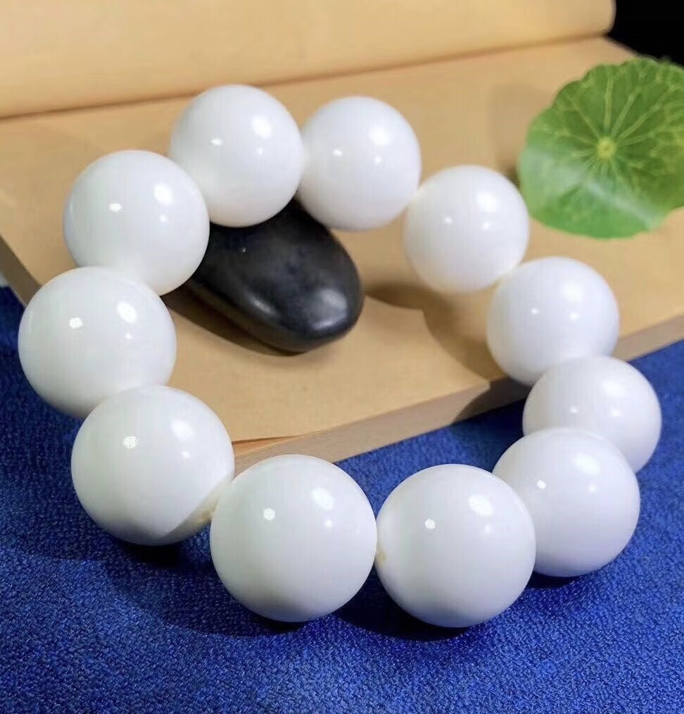 石车石渠手串天然白贝壳手串男项链手持佛珠单圈情侣手链女吊坠七夕