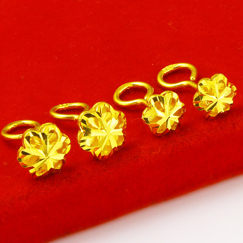 千影珠宝黄金耳钉9999足金女款纯黄金耳环9999真金六边形年轻时尚新款