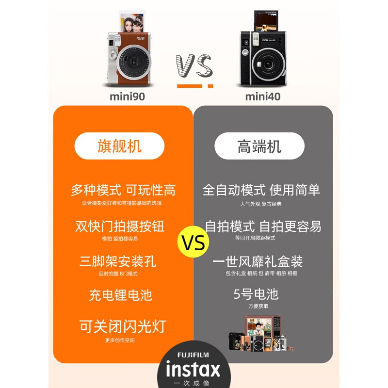 ni9fujifilm富士instax拍立得mini9相机一次成像复古迷你机minmini90