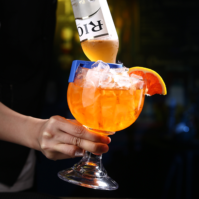 京选好货饮料杯玻璃高脚杯鸡尾酒卡扣杯创意玻璃杯倒扣高脚杯子啤酒杯